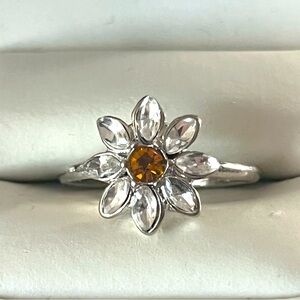 Citrine Daisy Flower Ring